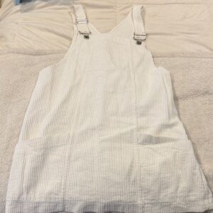 White Pinafore Dress with Pockets